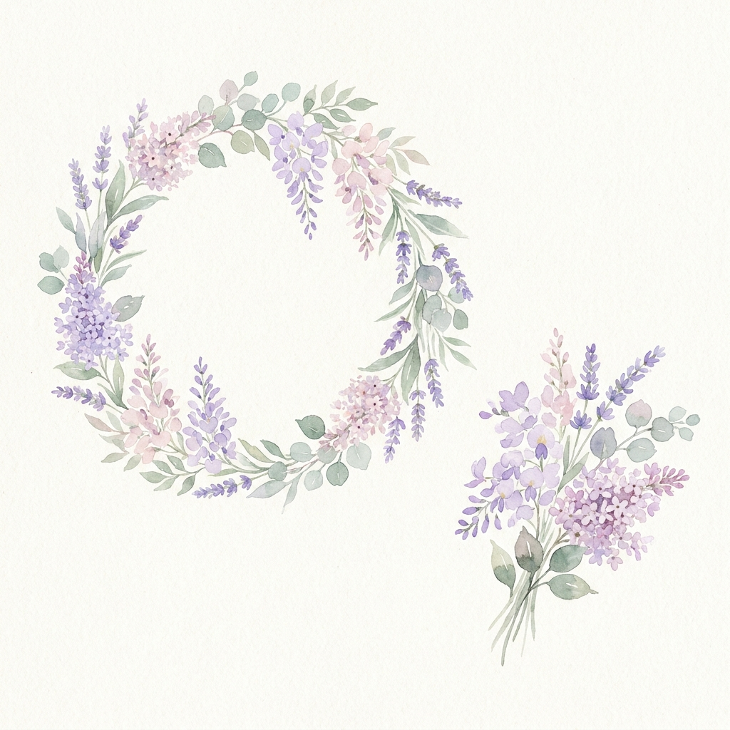 Watercolor lavender florals